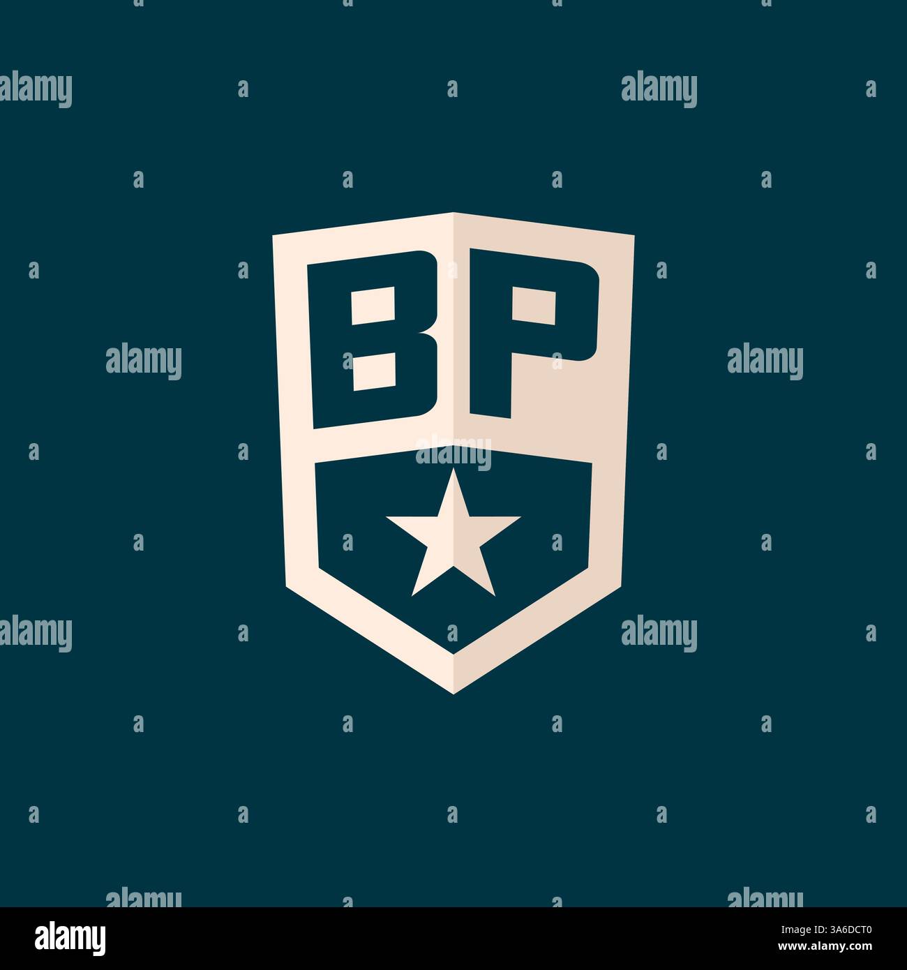 Initial BP logo star shield symbol with simple design vector graphic Stock Vector