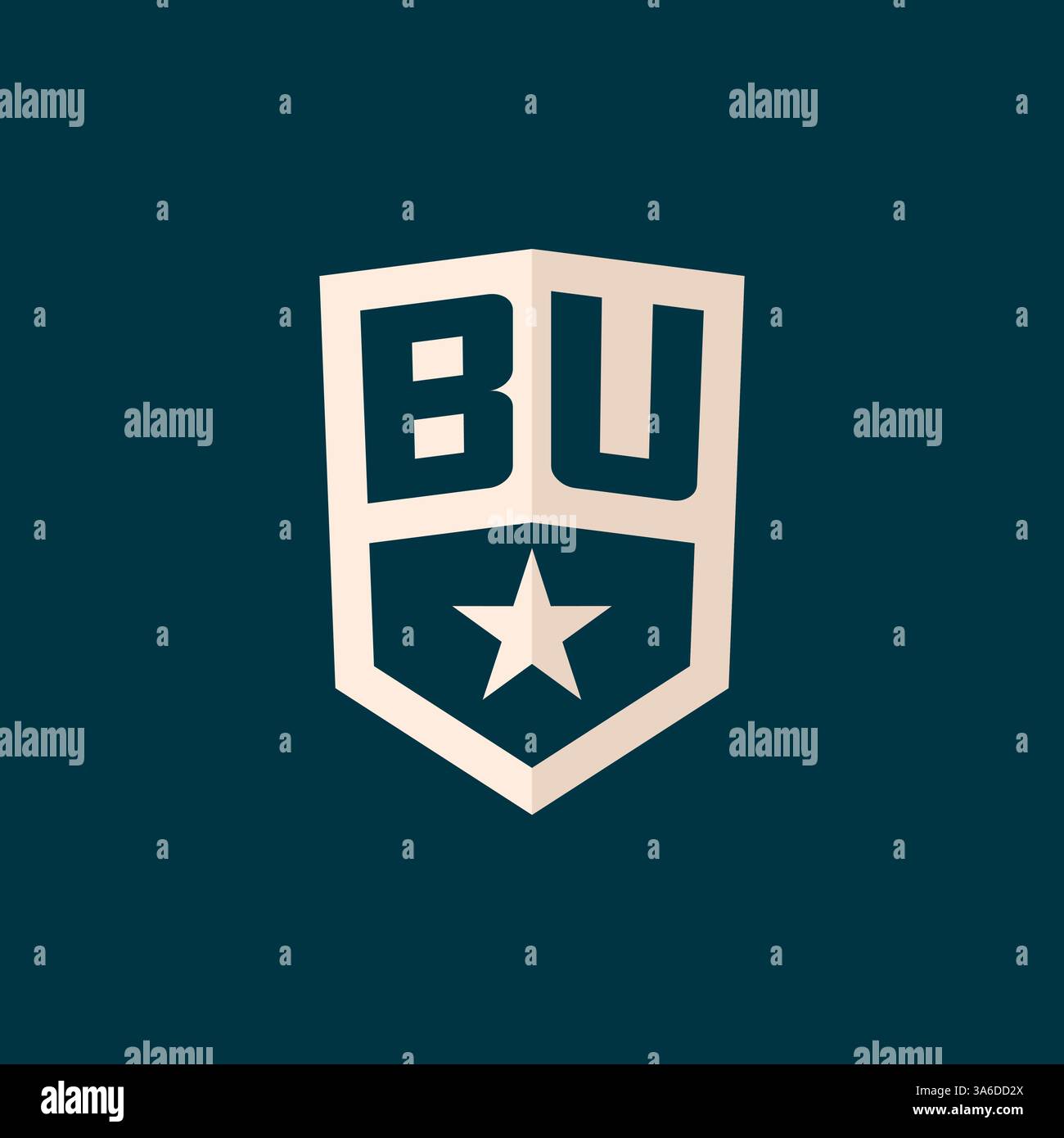 Initial BU logo star shield symbol with simple design vector graphic Stock Vector