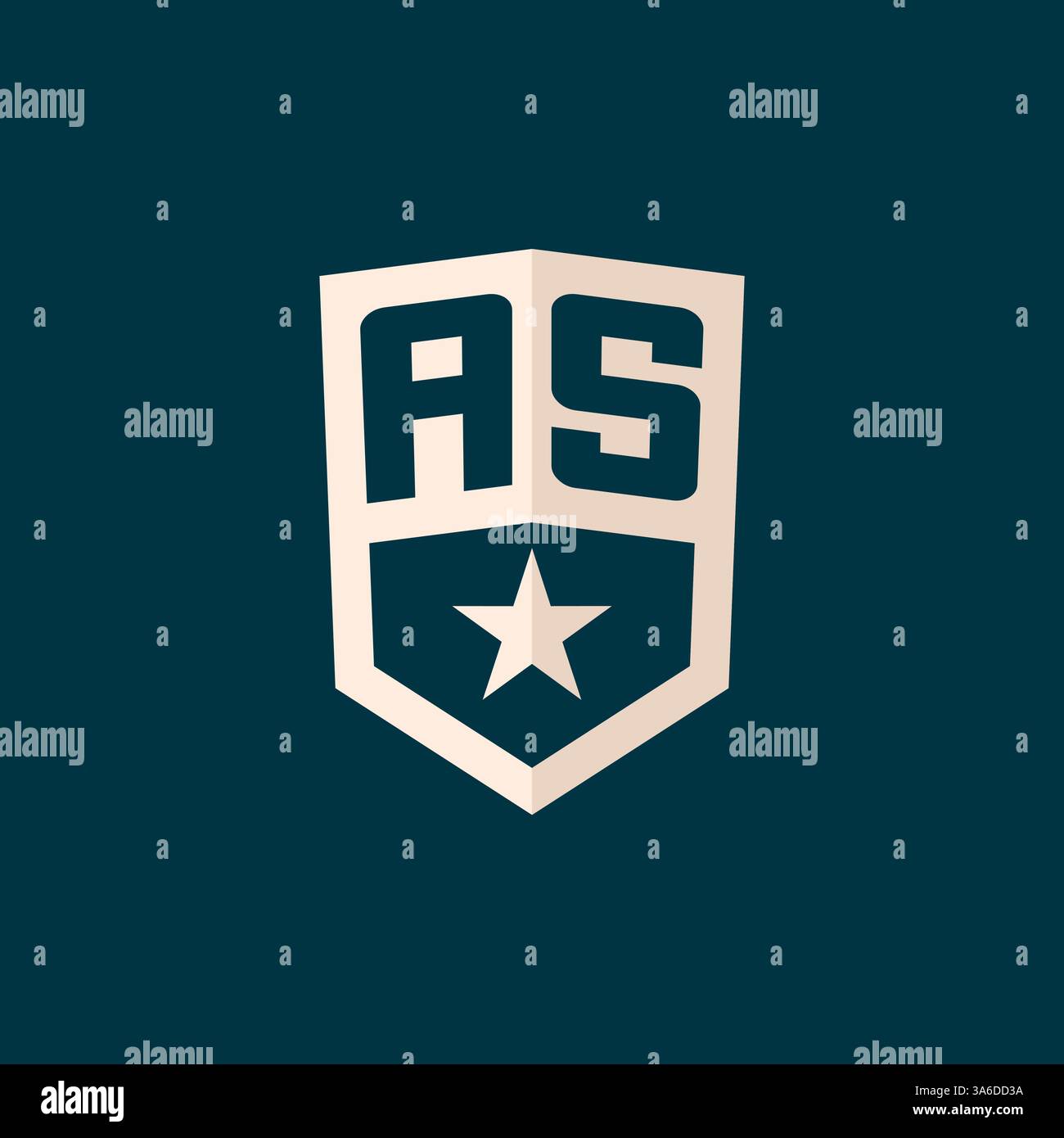 Initial AS logo star shield symbol with simple design vector graphic Stock Vector