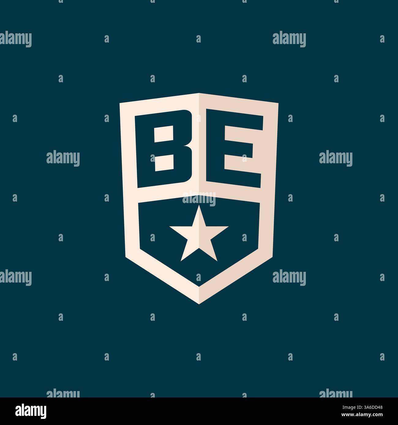 Initial BE logo star shield symbol with simple design vector graphic Stock Vector