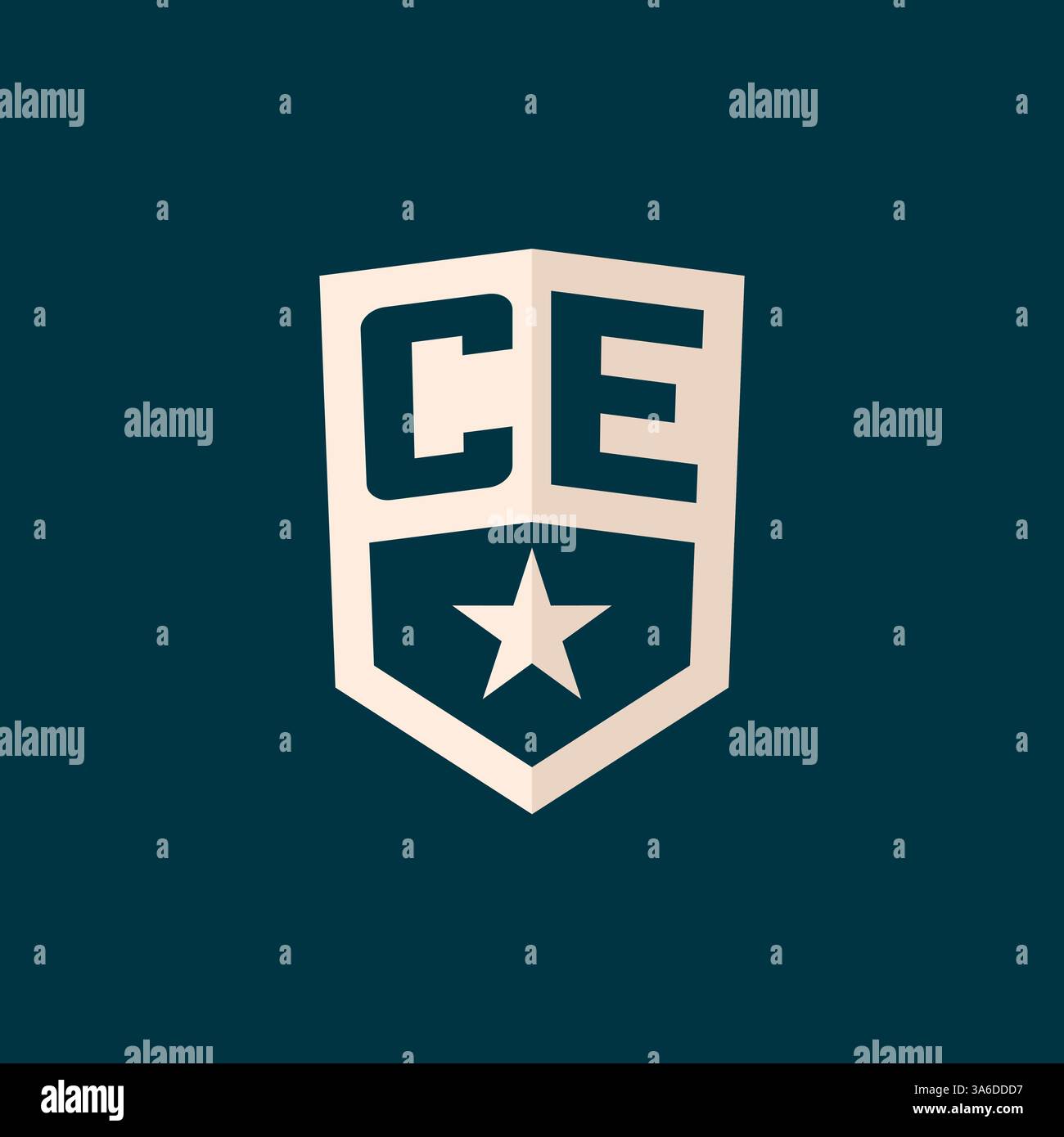 Initial CE logo star shield symbol with simple design vector graphic ...