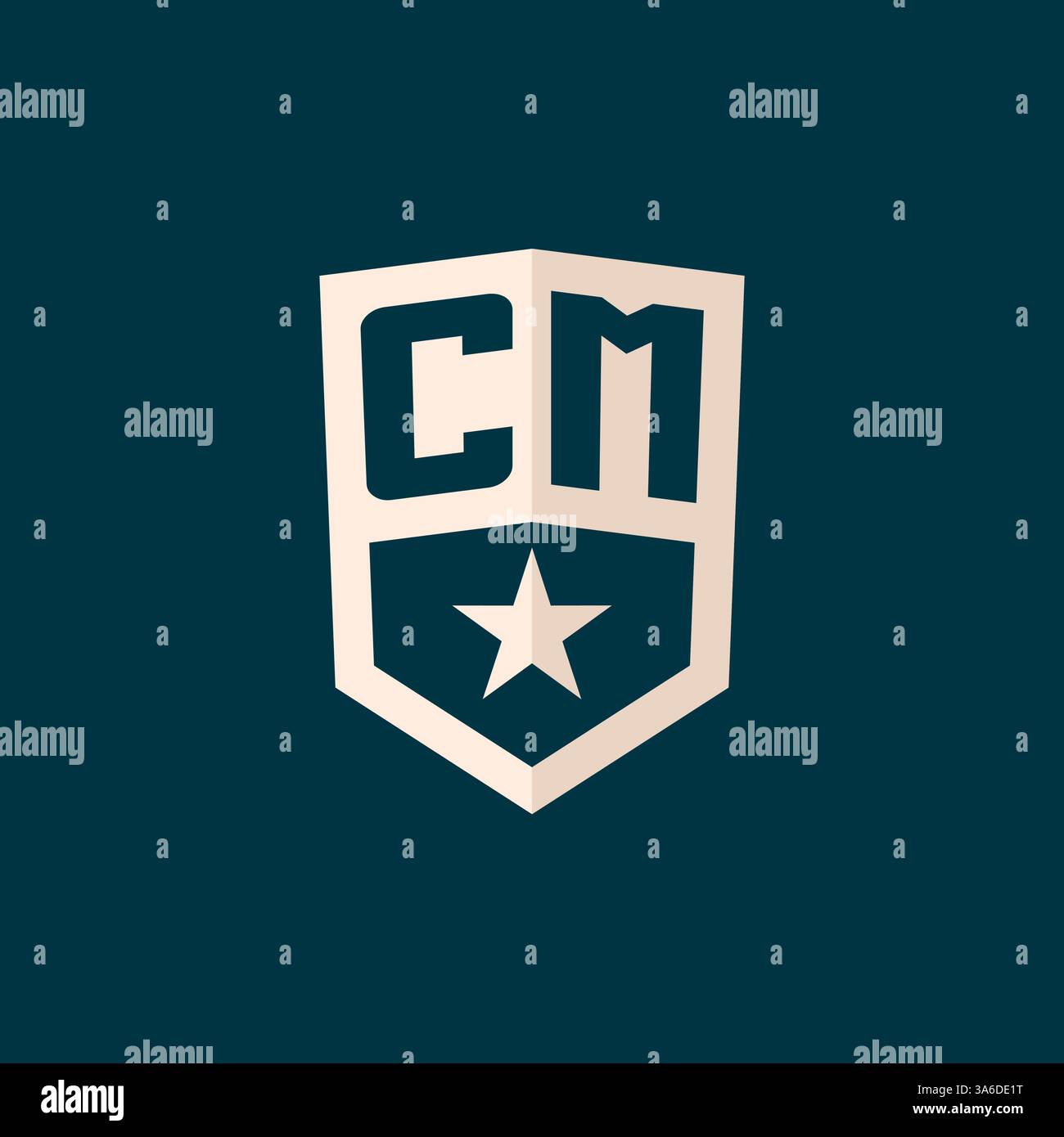 Initial CM logo star shield symbol with simple design vector graphic Stock Vector