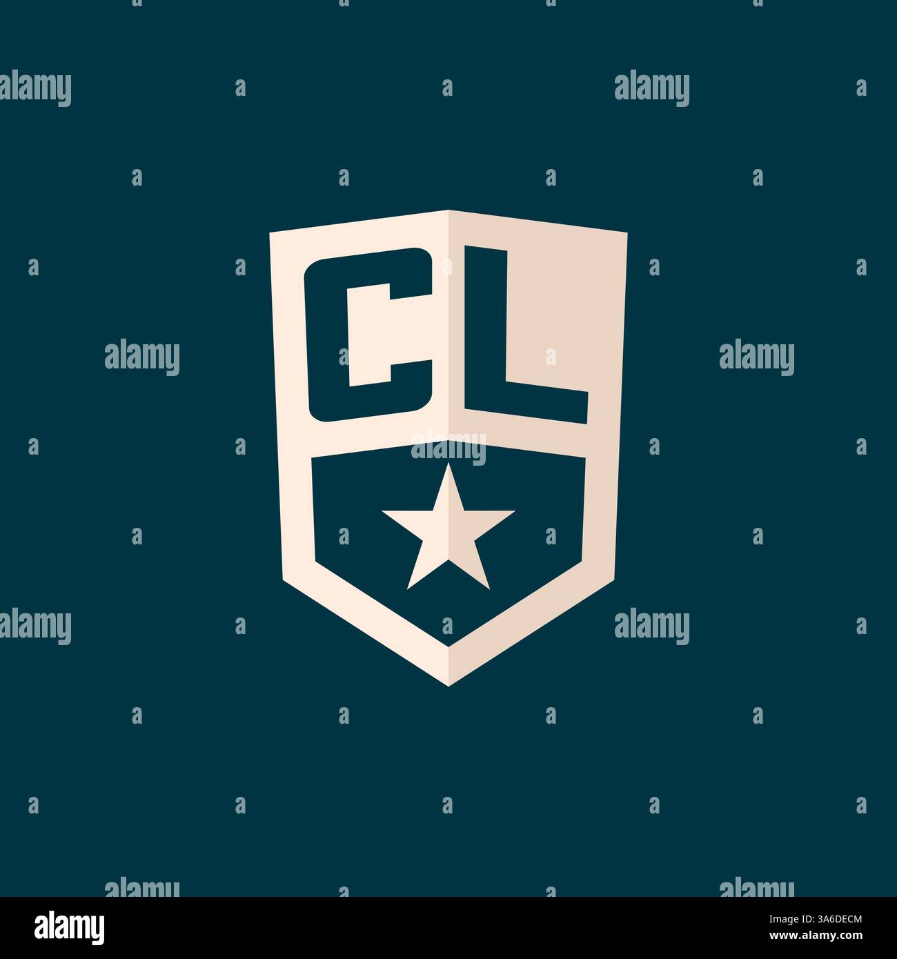 Initial CL logo star shield symbol with simple design vector graphic Stock Vector