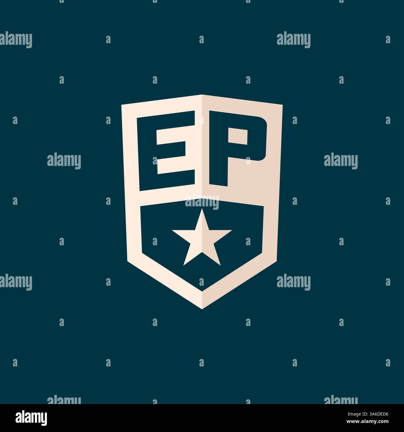 Initial EP logo star shield symbol with simple design vector graphic Stock Vector