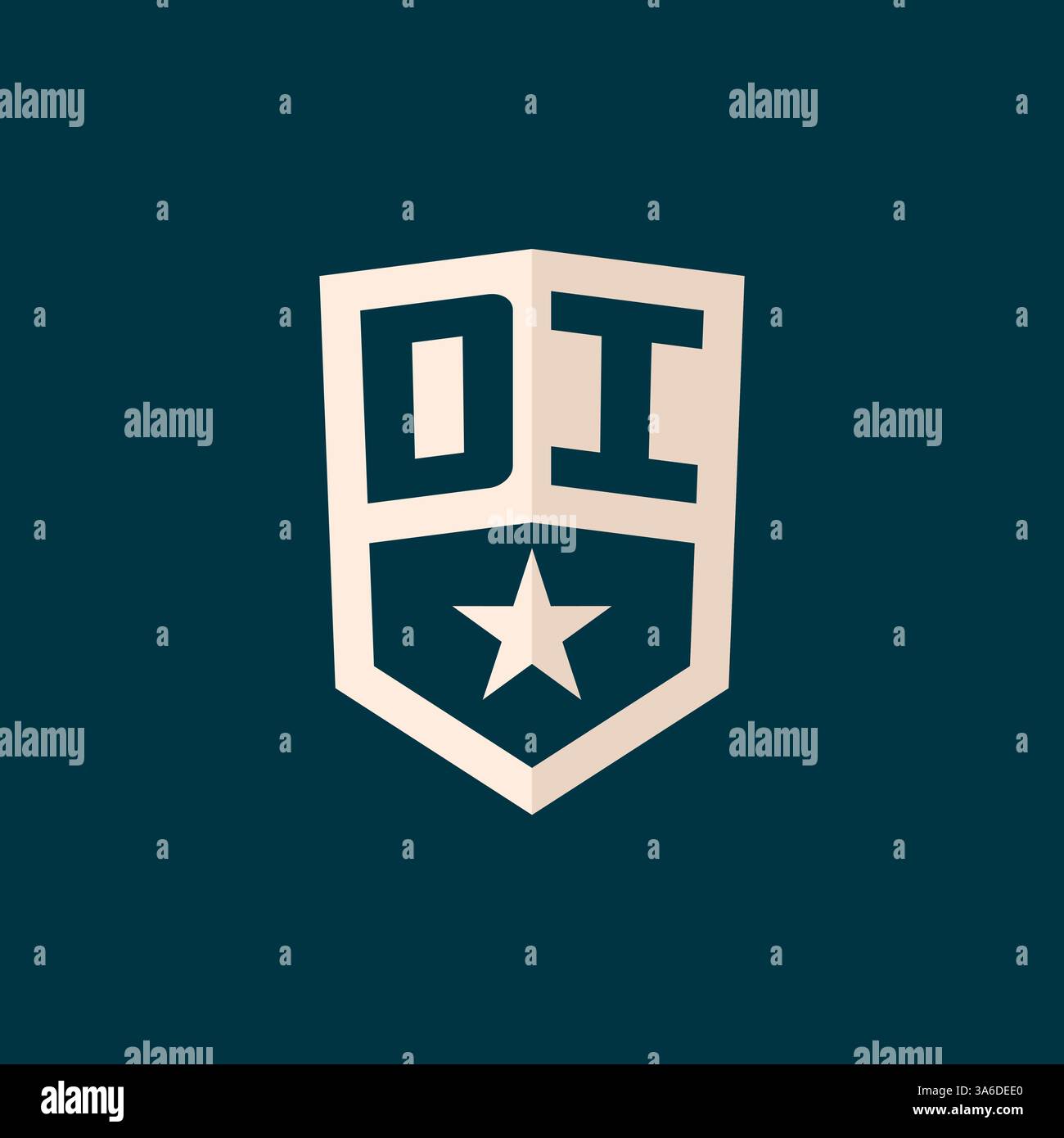 Initial DI logo star shield symbol with simple design vector graphic Stock Vector