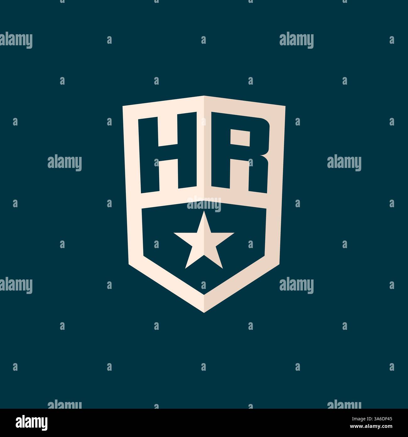 Initial HR logo star shield symbol with simple design vector graphic Stock Vector
