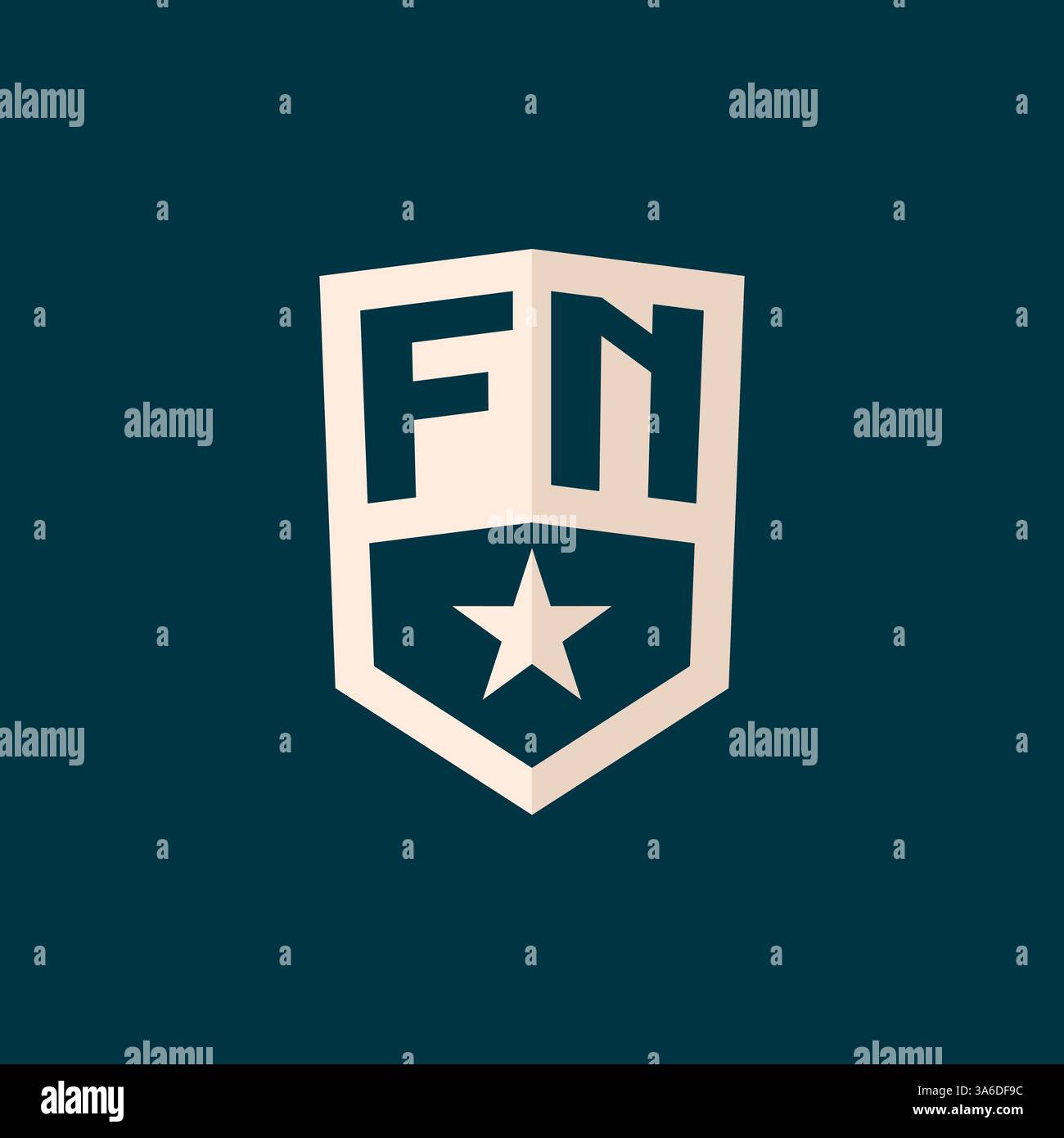 Initial FN logo star shield symbol with simple design vector graphic ...