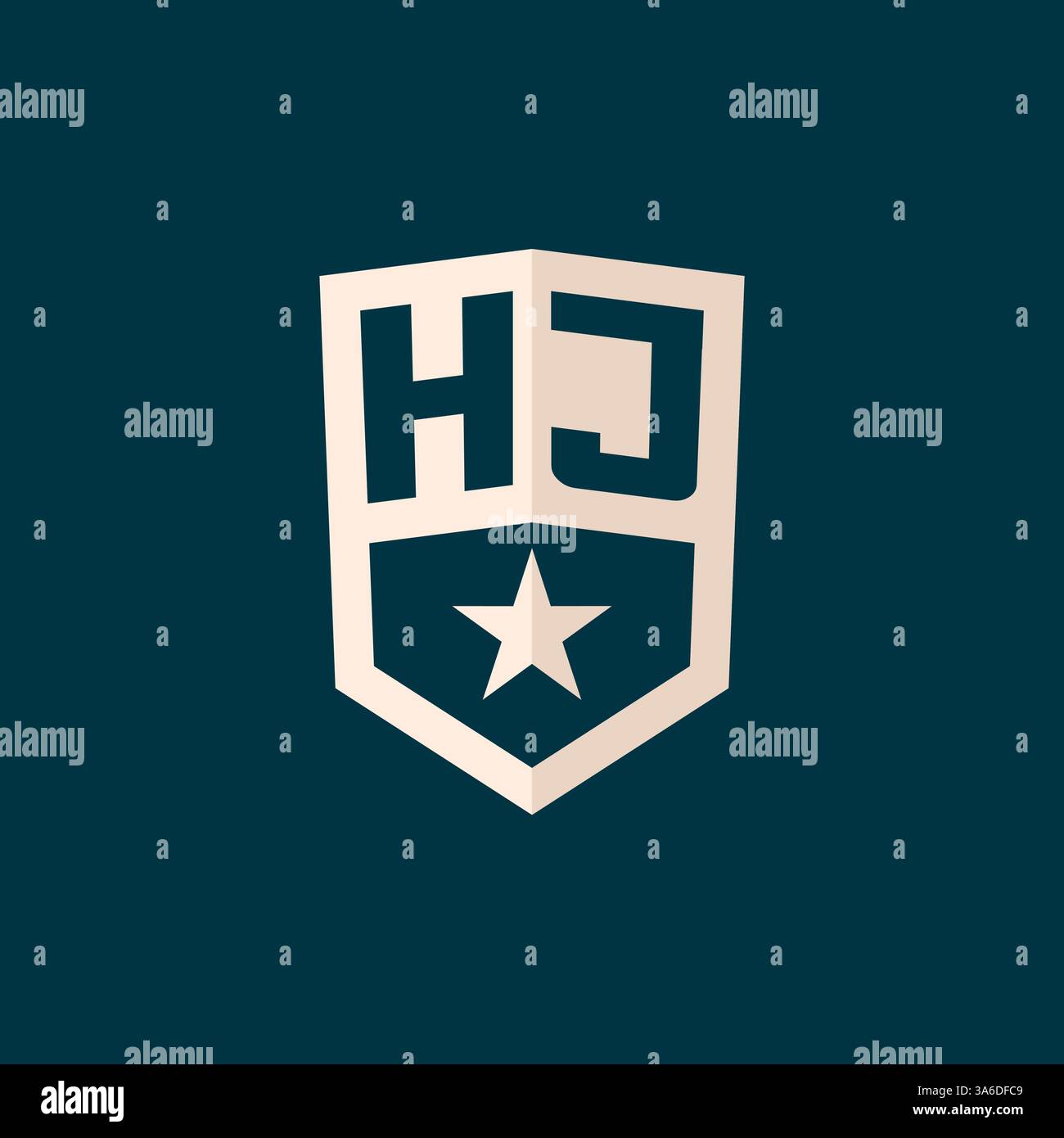 Initial HJ logo star shield symbol with simple design vector graphic ...