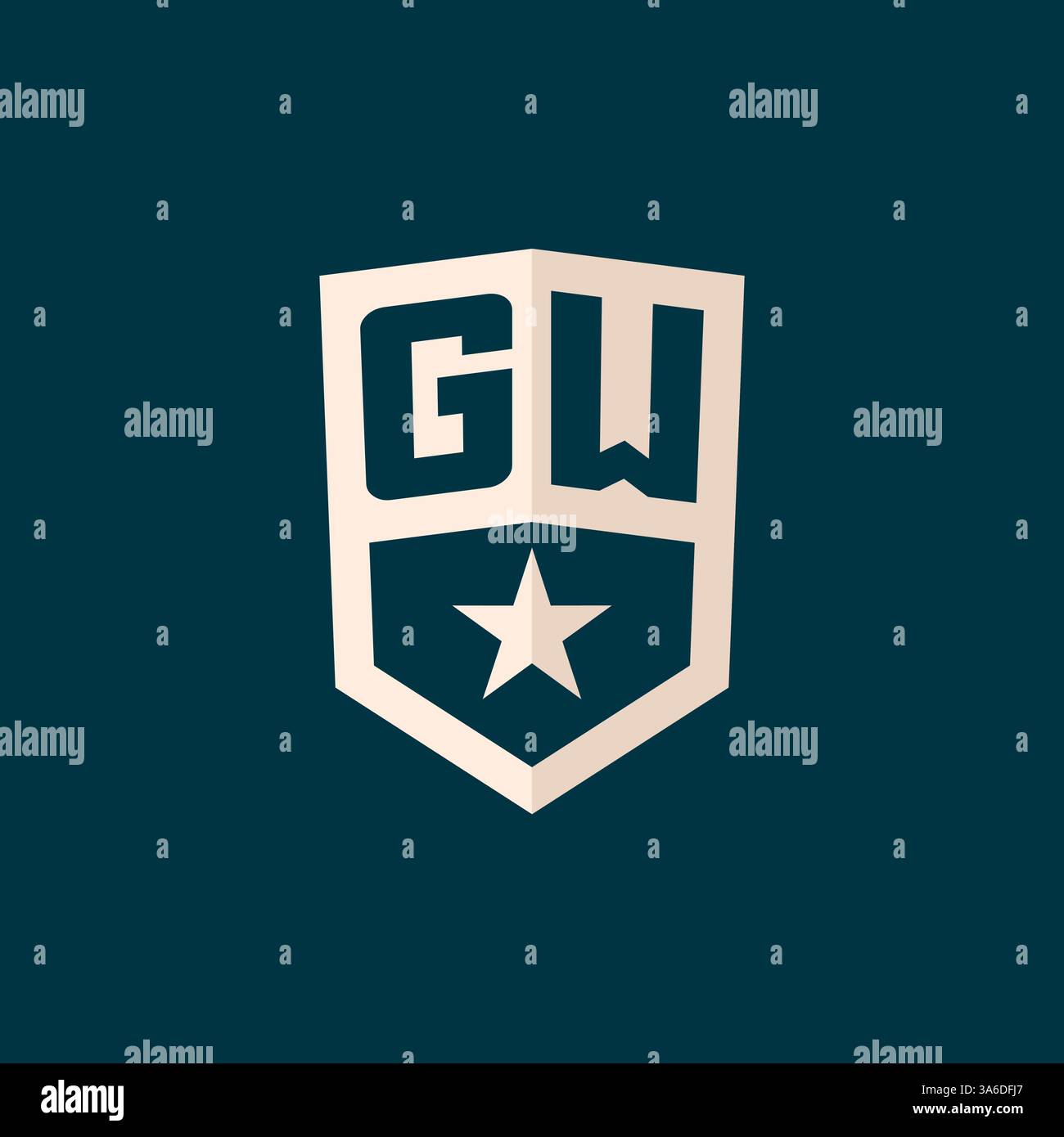 Initial GW logo star shield symbol with simple design vector graphic Stock Vector
