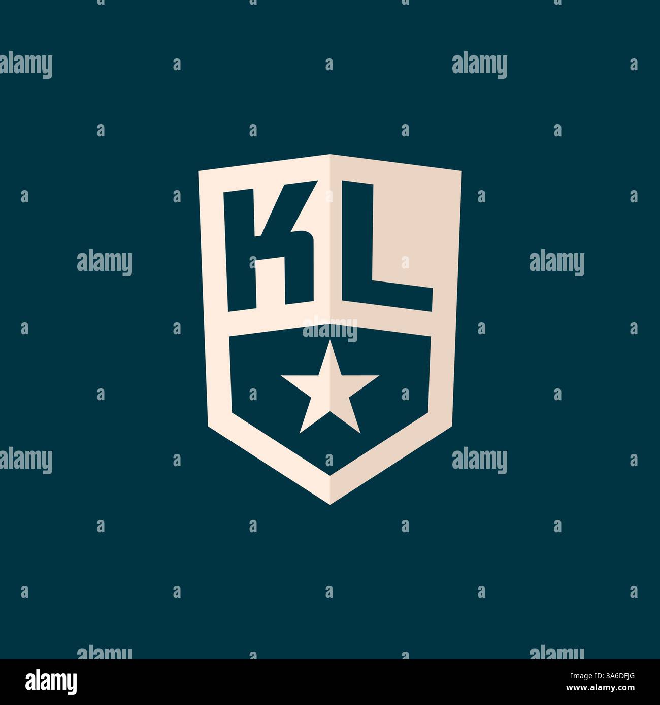 Initial KL logo star shield symbol with simple design vector graphic Stock Vector