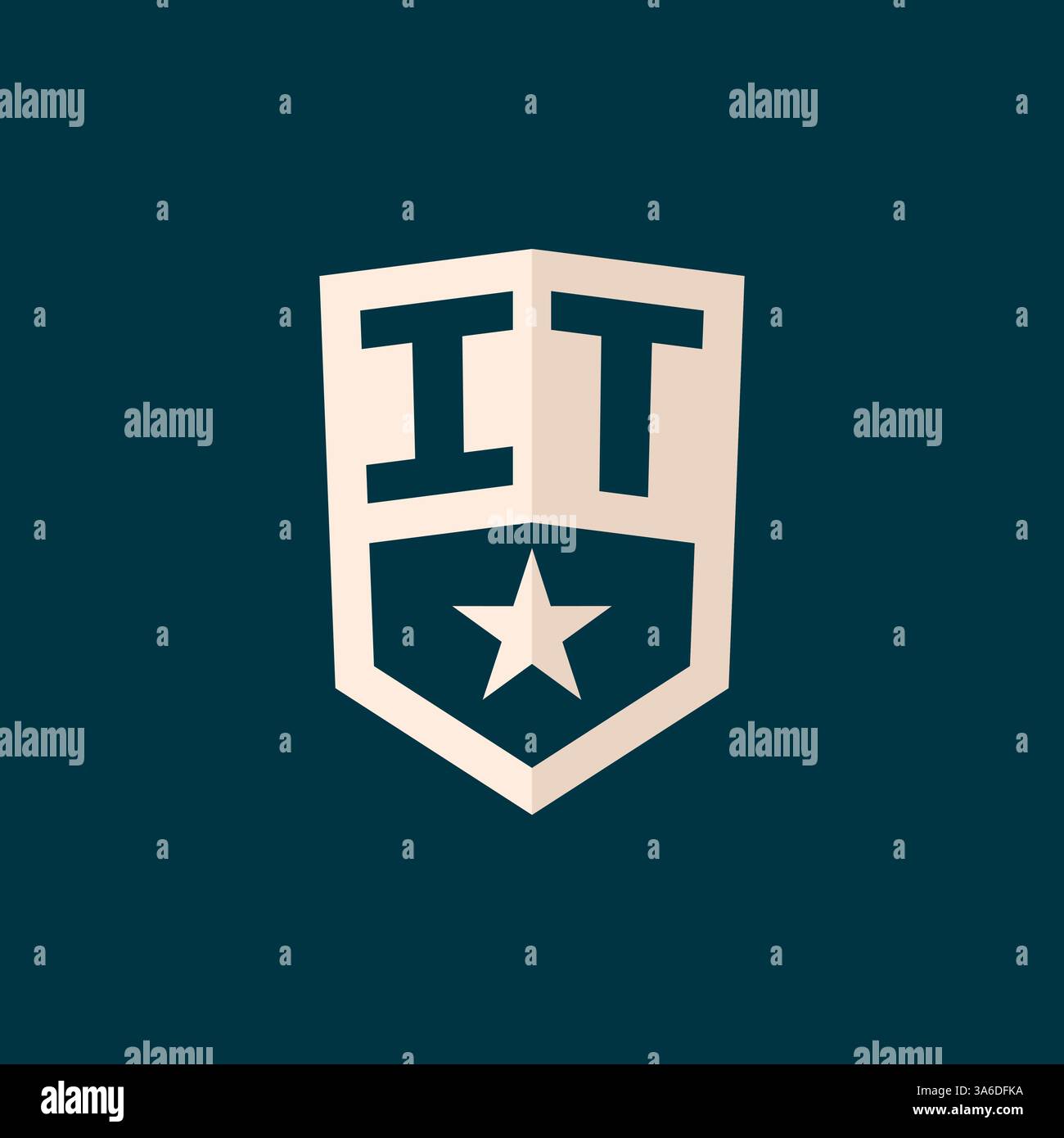 Initial IT logo star shield symbol with simple design vector graphic Stock Vector