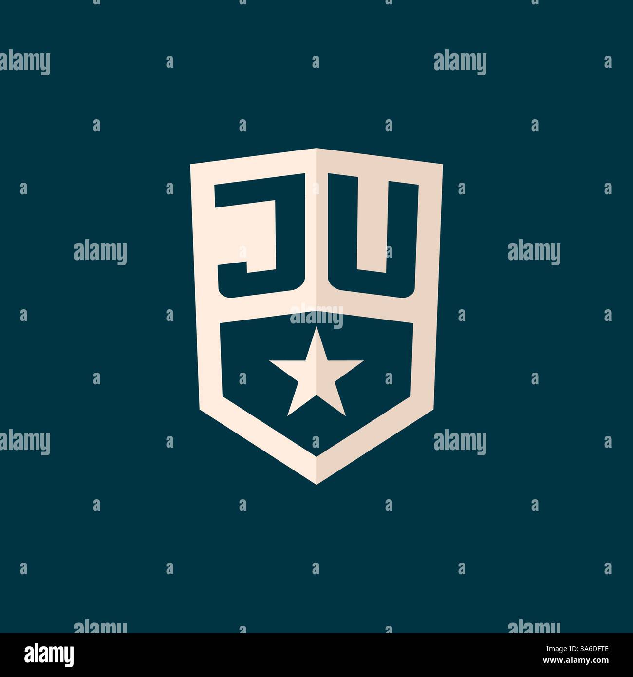Initial JU logo star shield symbol with simple design vector graphic Stock Vector
