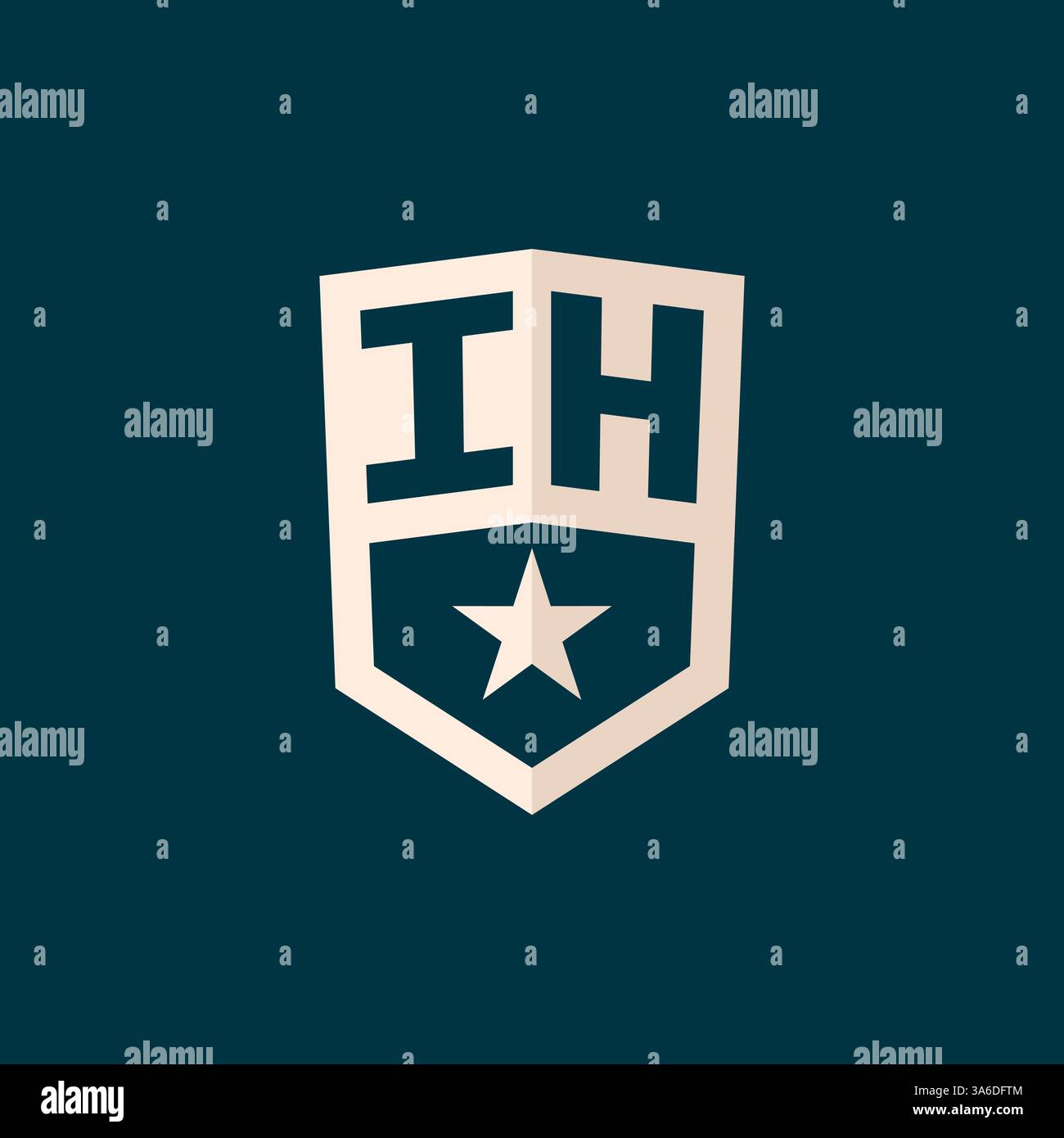 Initial IH logo star shield symbol with simple design vector graphic Stock Vector