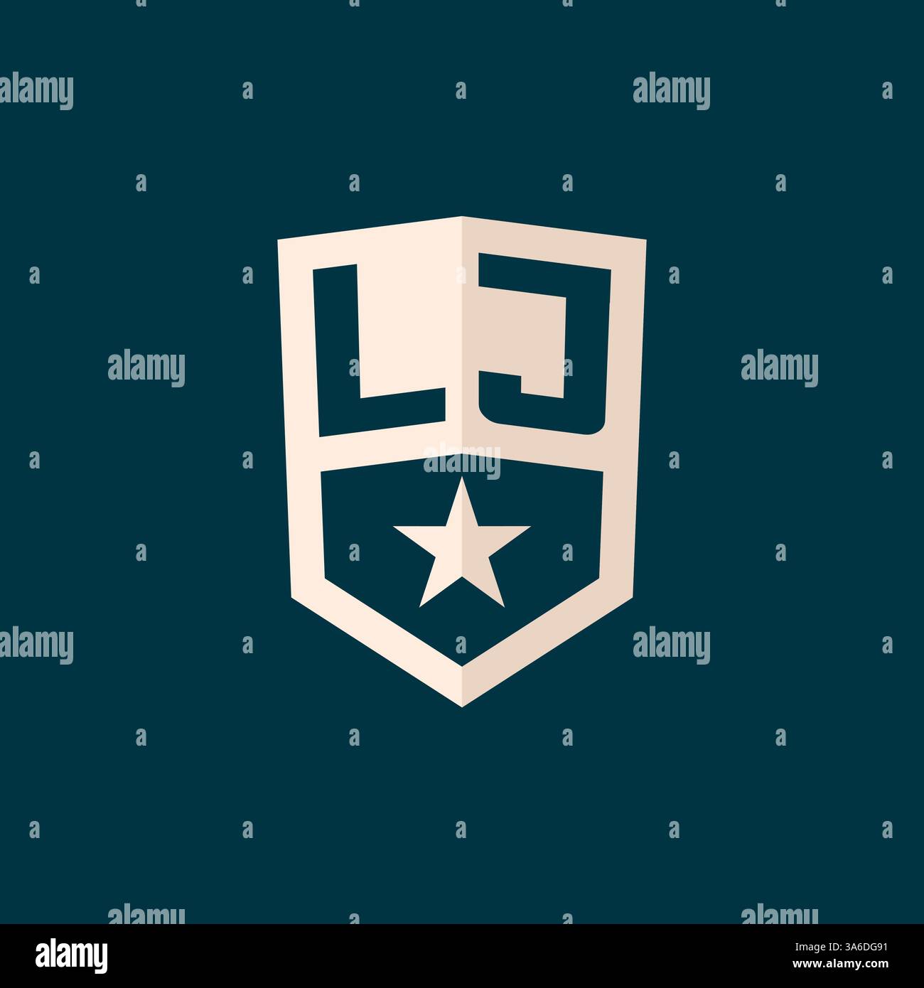 Initial LJ logo star shield symbol with simple design vector graphic Stock Vector