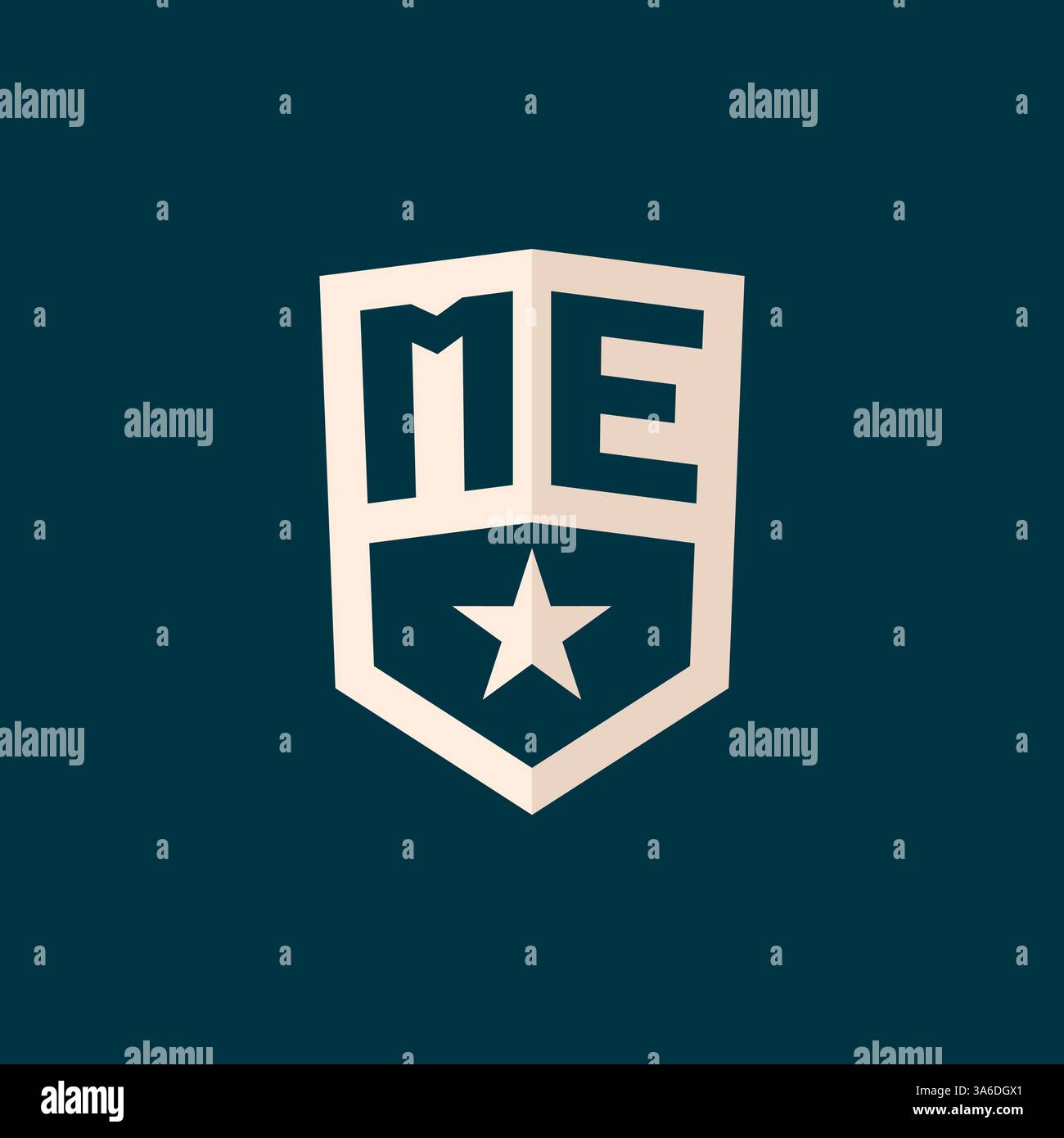 Initial ME logo star shield symbol with simple design vector graphic Stock Vector