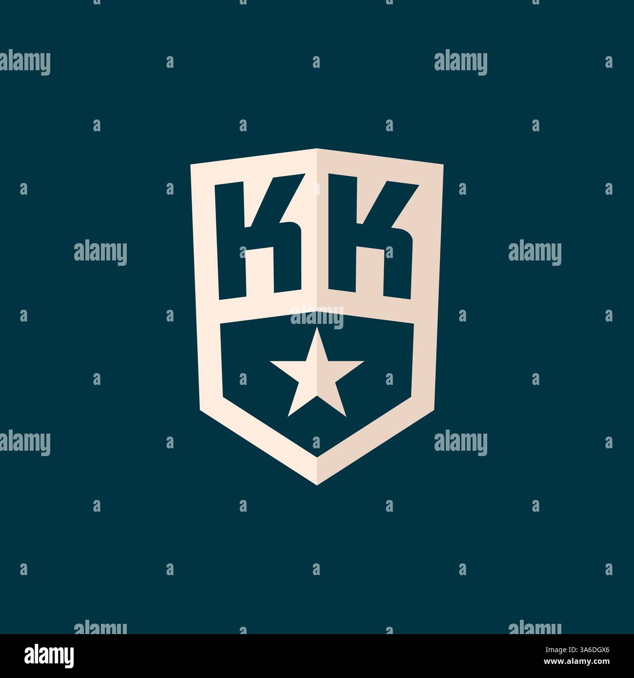 Initial KK logo star shield symbol with simple design vector graphic Stock Vector