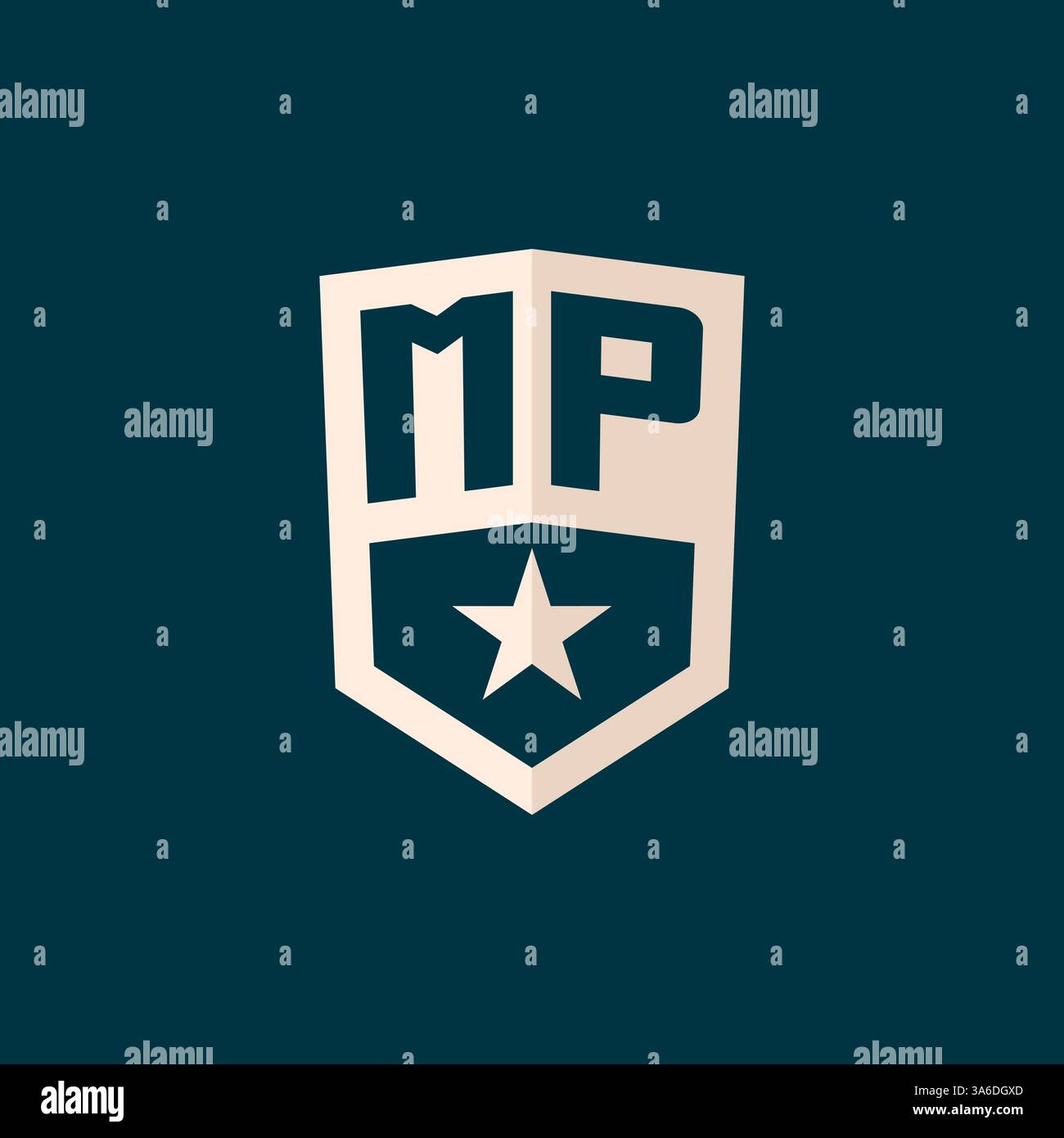 Initial MP logo star shield symbol with simple design vector graphic Stock Vector