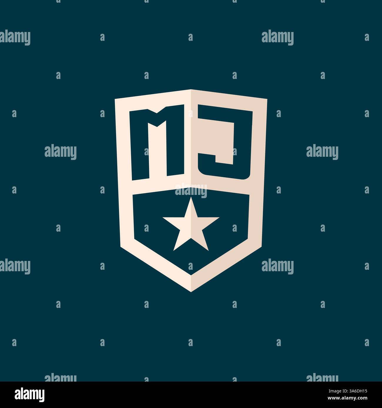 Initial MJ logo star shield symbol with simple design vector graphic Stock Vector