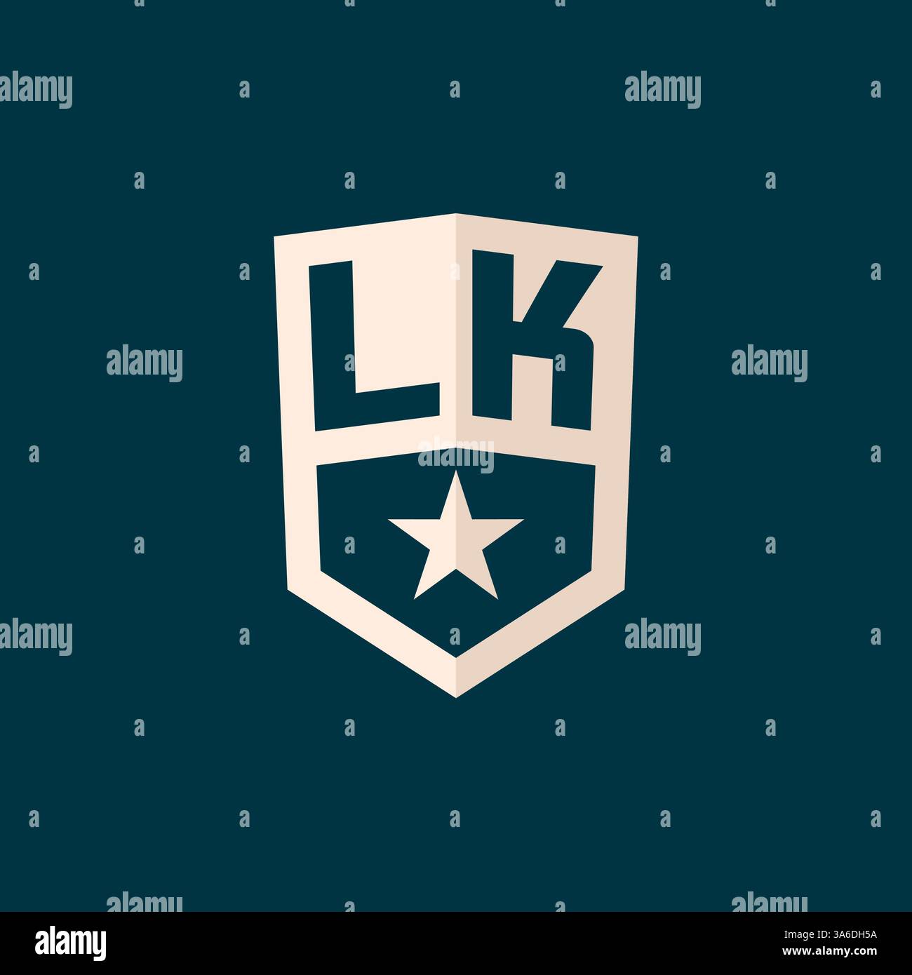 Initial LK logo star shield symbol with simple design vector graphic Stock Vector