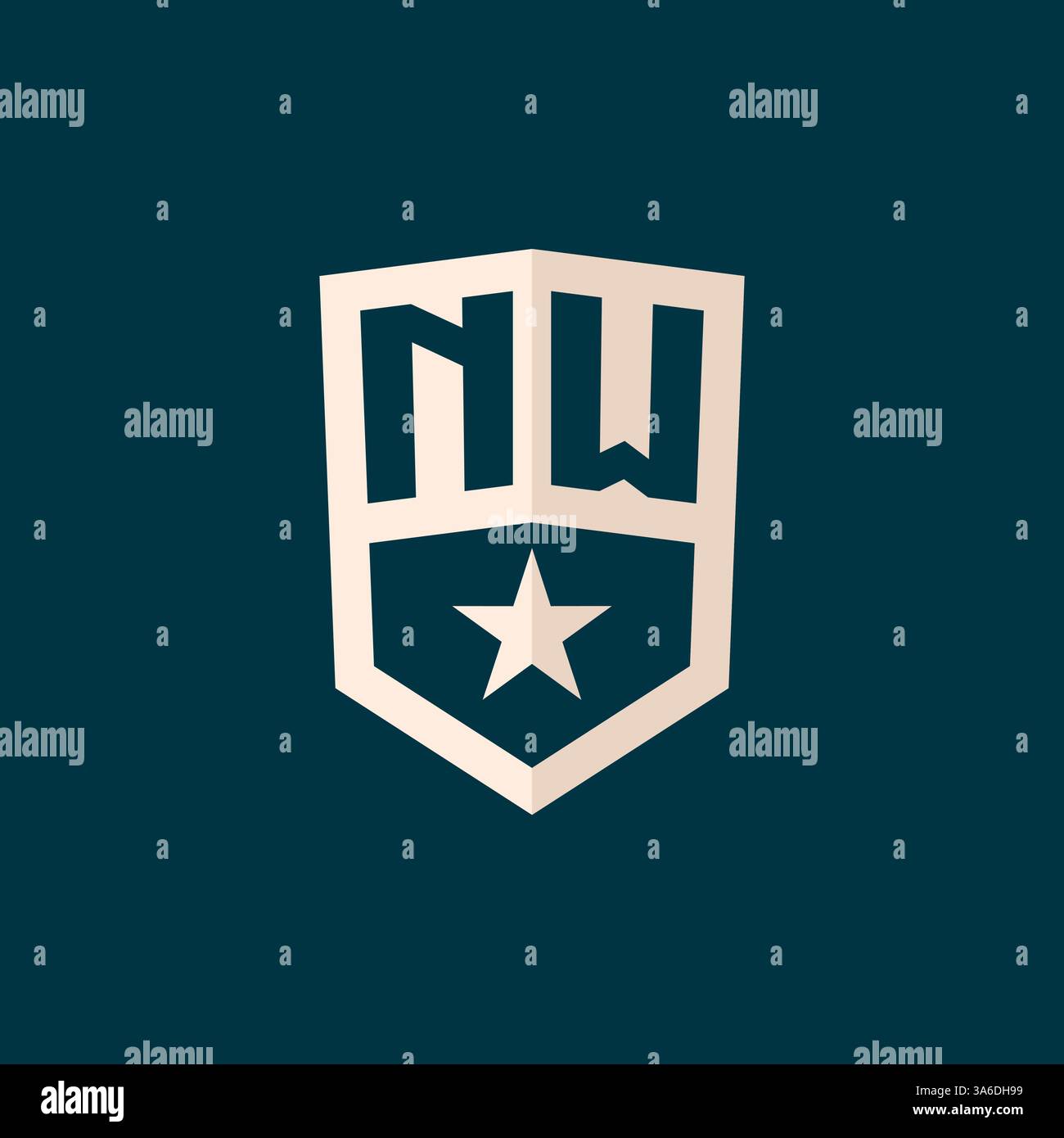 Initial NW logo star shield symbol with simple design vector graphic Stock Vector