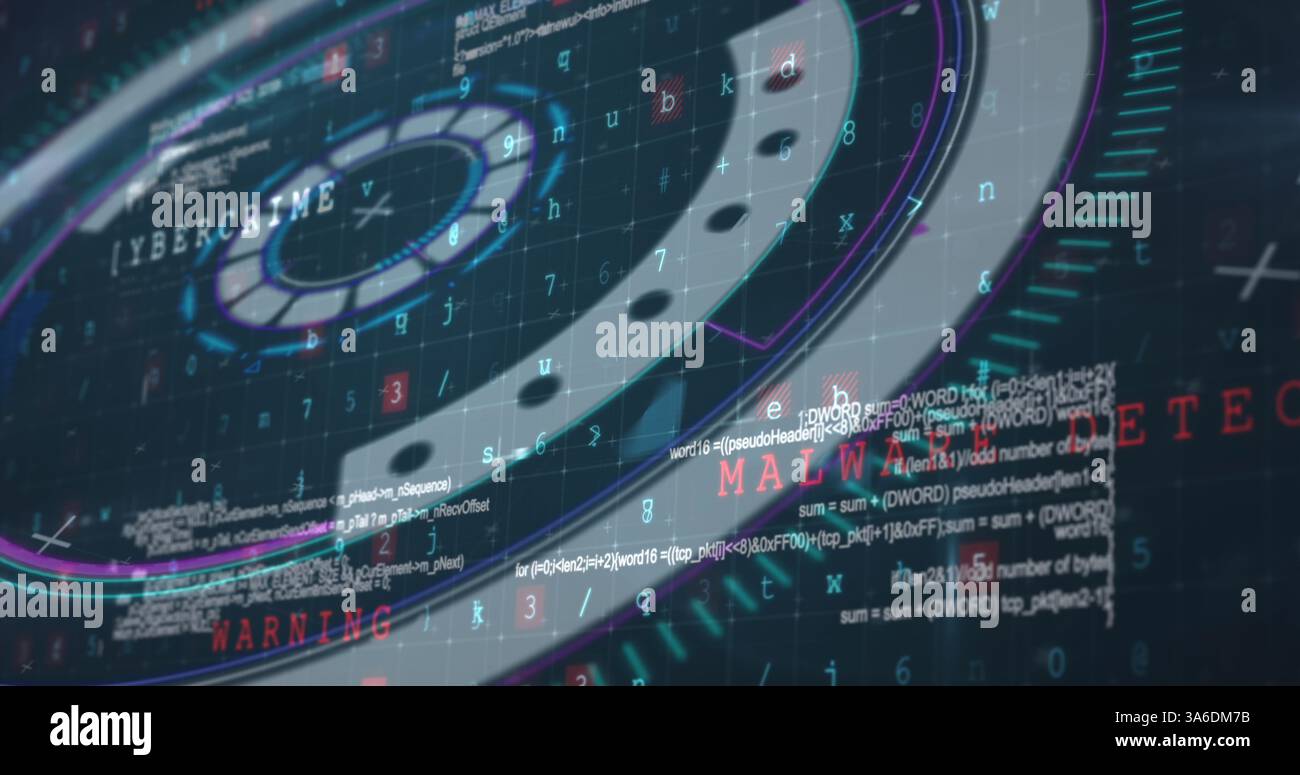 Image of scope scanning and data processing with cyber attack warning ...