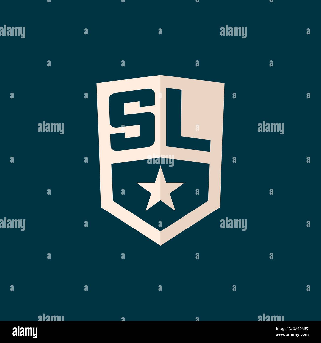 Initial SL logo star shield symbol with simple design vector graphic ...