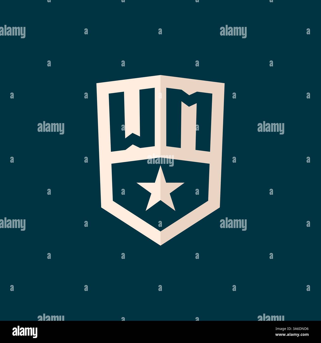 Initial WM logo star shield symbol with simple design vector graphic Stock Vector