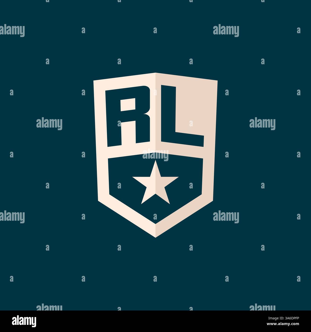 Initial RL logo star shield symbol with simple design vector graphic Stock Vector