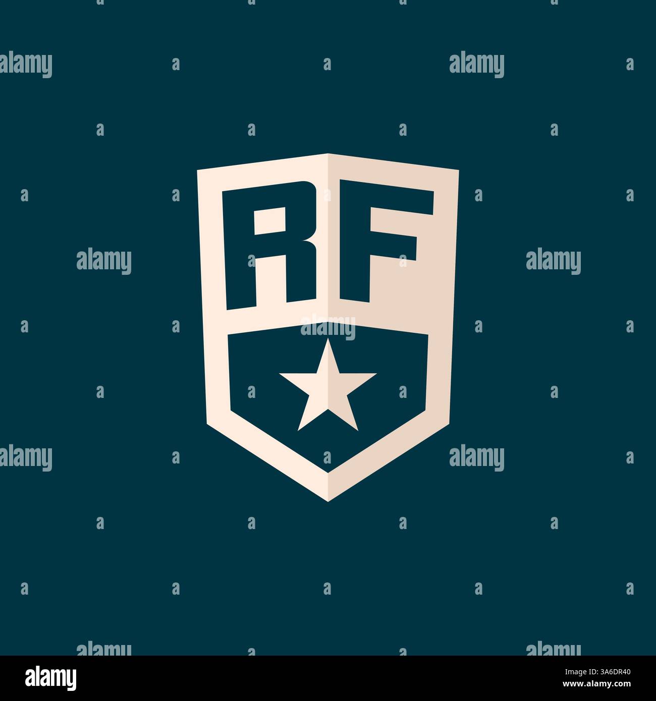 Initial RF logo star shield symbol with simple design vector graphic Stock Vector