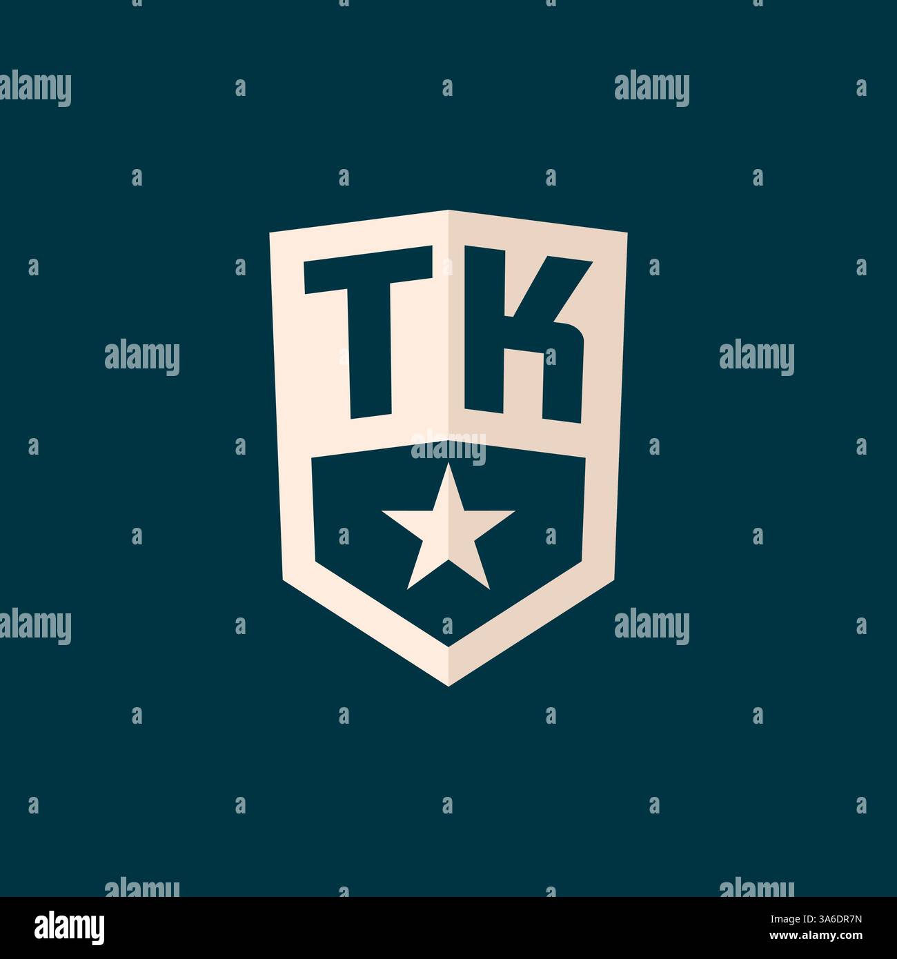 Initial TK logo star shield symbol with simple design vector graphic Stock Vector