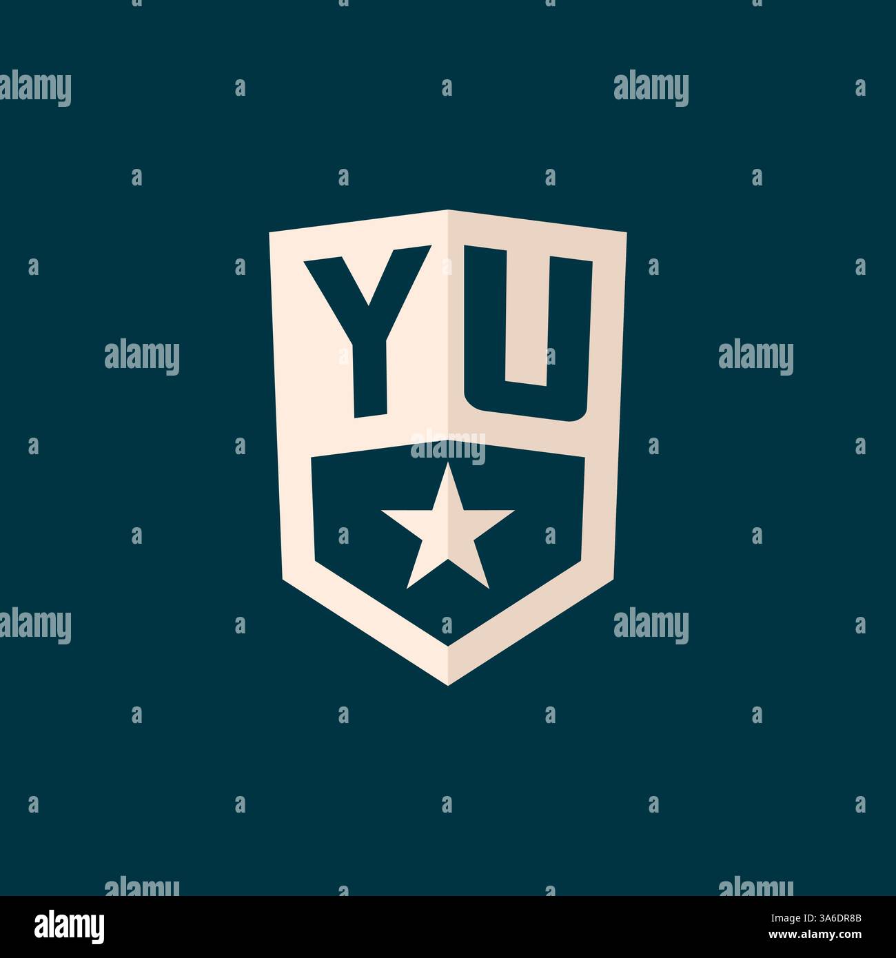 Initial YU logo star shield symbol with simple design vector graphic Stock Vector