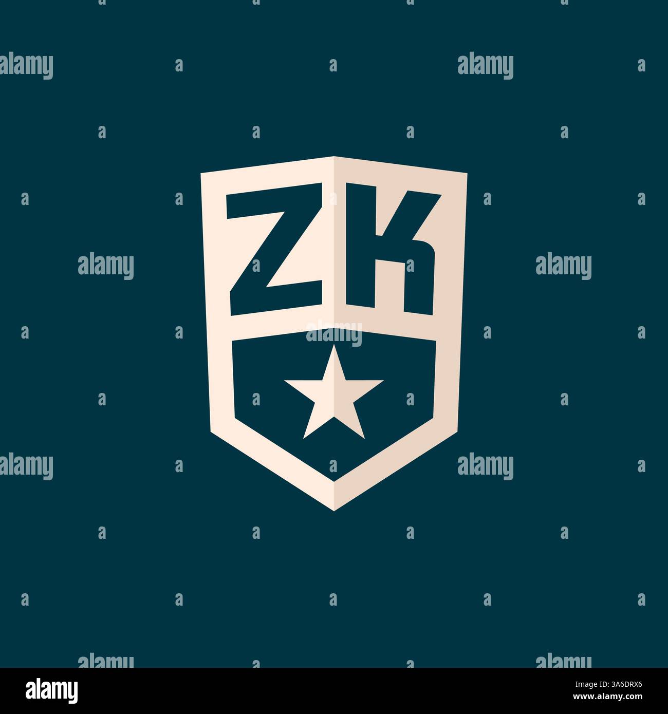 Initial ZK logo star shield symbol with simple design vector graphic Stock Vector