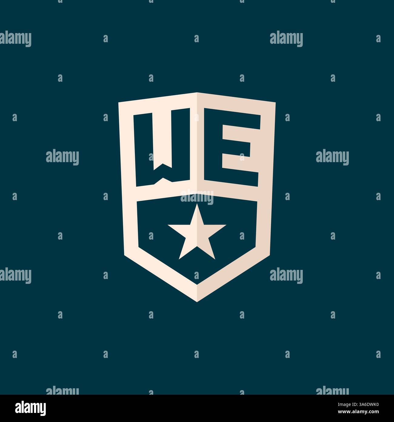 Initial WE logo star shield symbol with simple design vector graphic Stock Vector