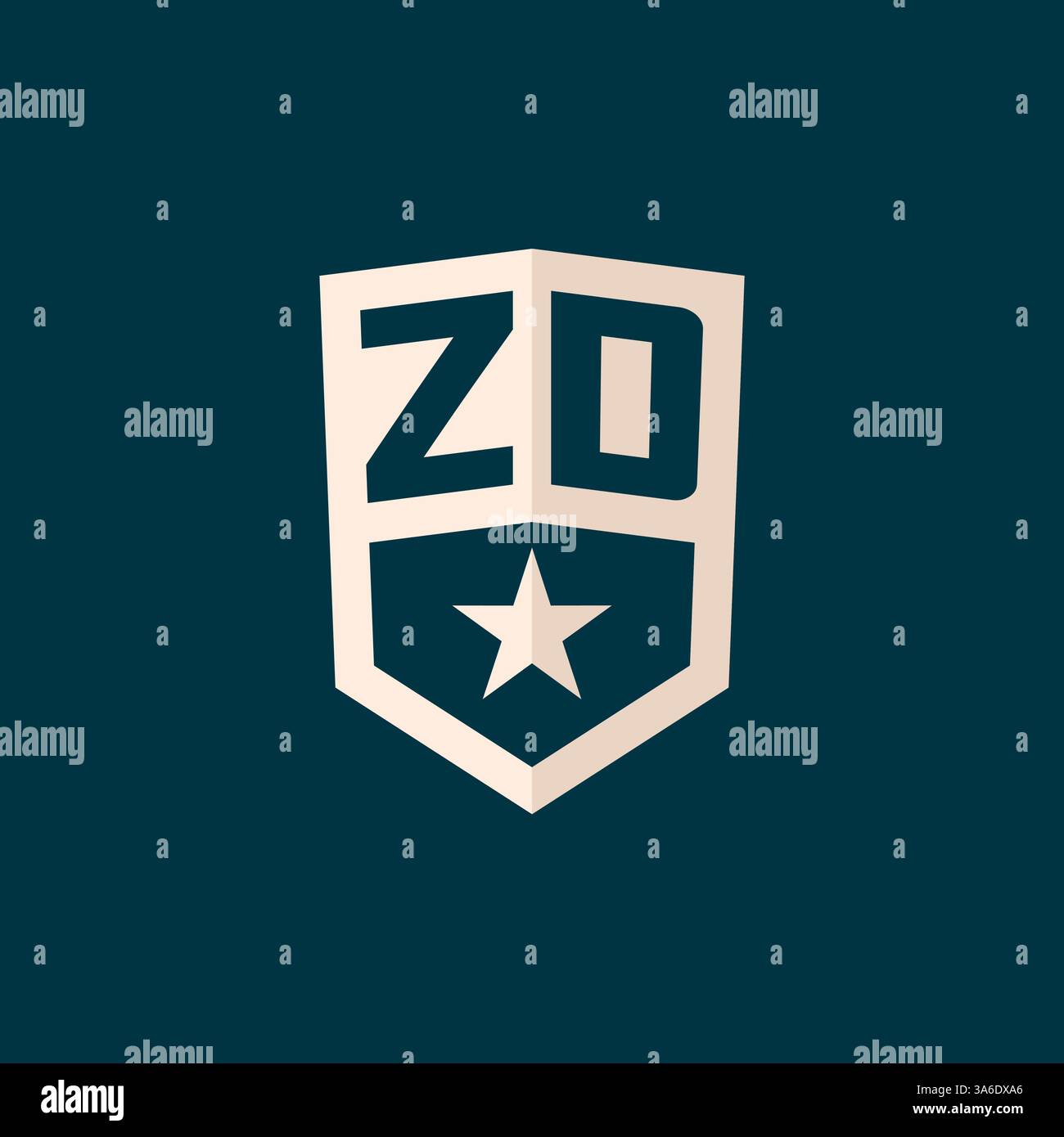 Initial ZD logo star shield symbol with simple design vector graphic Stock Vector