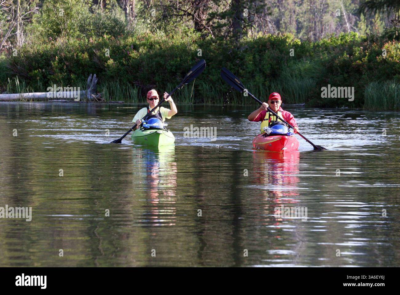 Aug. 27, 2007 - Denise and George Hernandez of Boise, Idaho, cut across an inlet near North Beach on Payette Lake. (Pete Zimowsky/Idaho Statesman/MCT) (Credit Image: © Pete Zimowsky/MCT/ZUMAPRESS.com) Stock Photo
