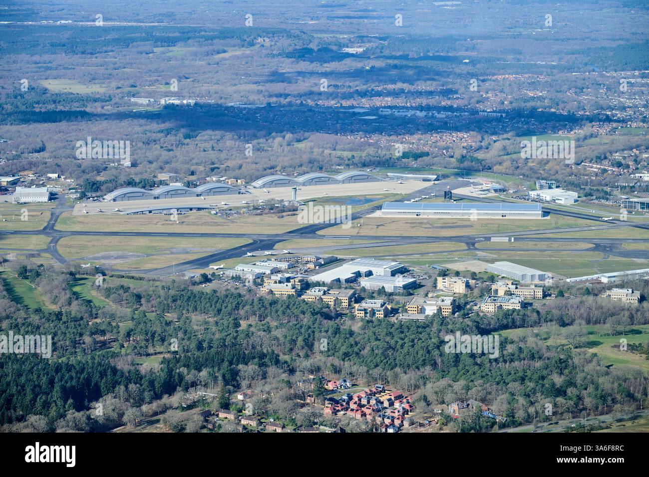 An Aerial View Of Farnborough Airport Berkshire South East England An Aerial View Of Farnborough Airport Berkshire South East England