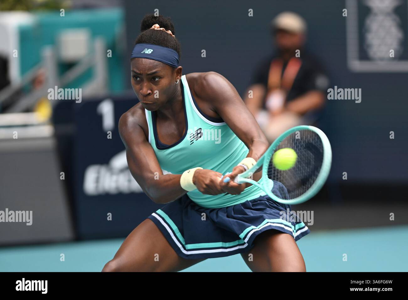 MIAMI GARDENS, FL - MARCH 24: Coco Gauff (USA) in action during the 4th ...