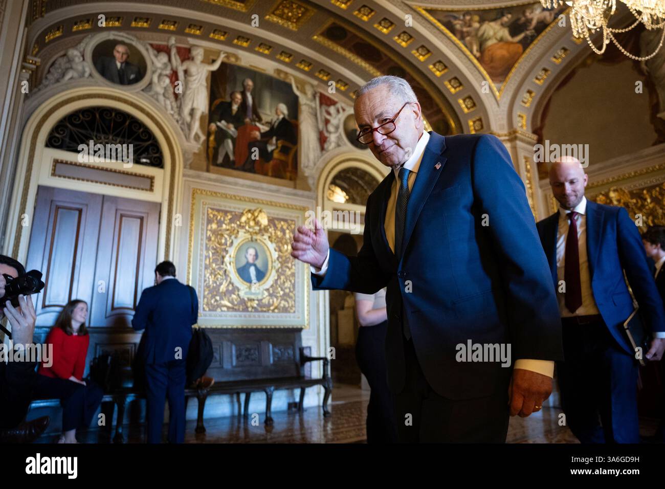 Senate Minority Leader Chuck Schumer (D-N.Y.) arrives for a Senate ...