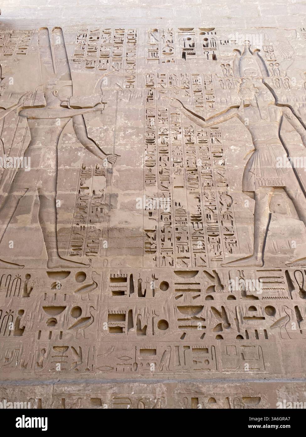 Exploring Ancient Egypt – Touching History Up Close - Smartphone Captured Stock Image
