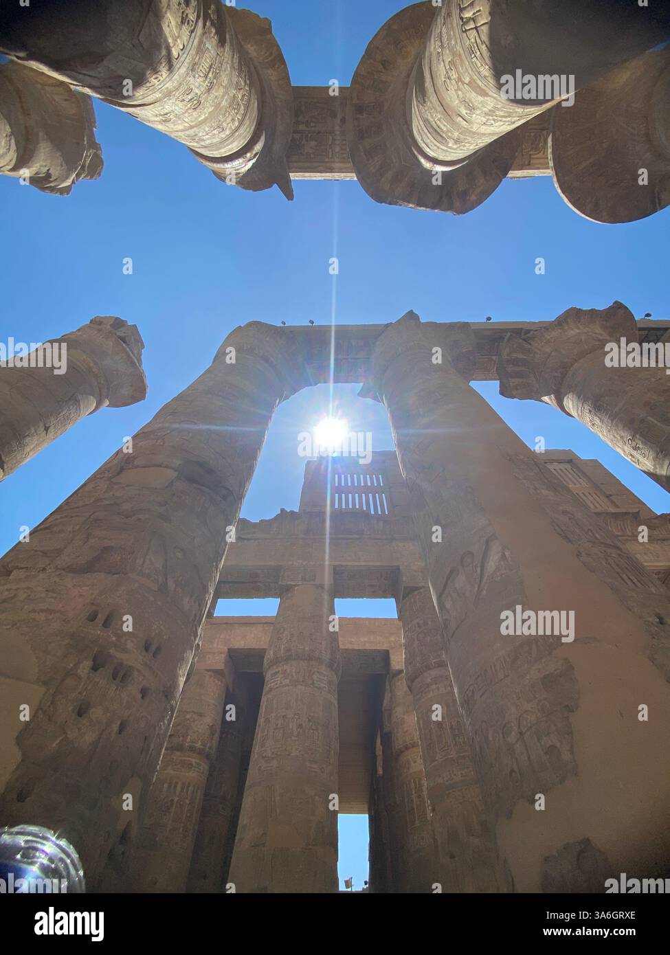 Exploring Ancient Egypt – Touching History Up Close - Smartphone Captured Stock Image