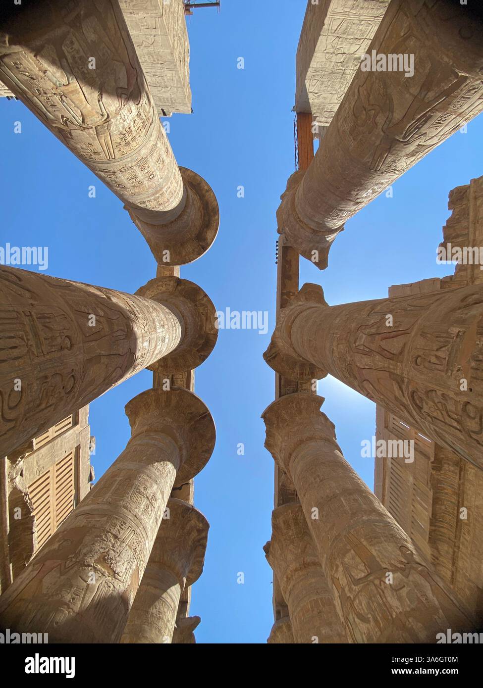 Exploring Ancient Egypt – Touching History Up Close - Smartphone Captured Stock Image