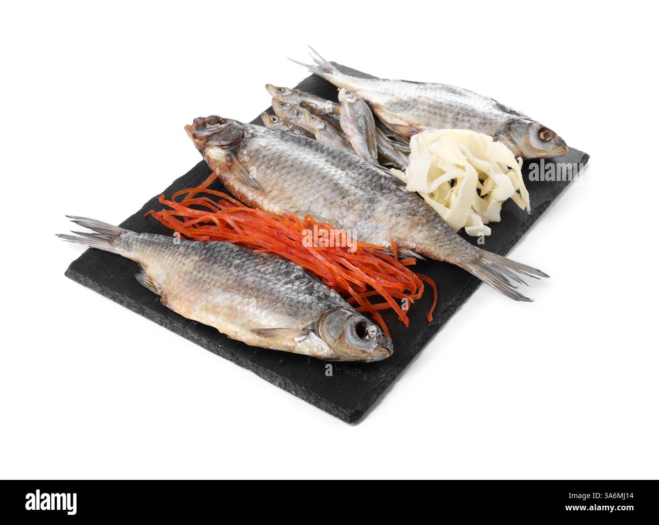 Many different dried fish snacks isolated on white Stock Photo - Alamy