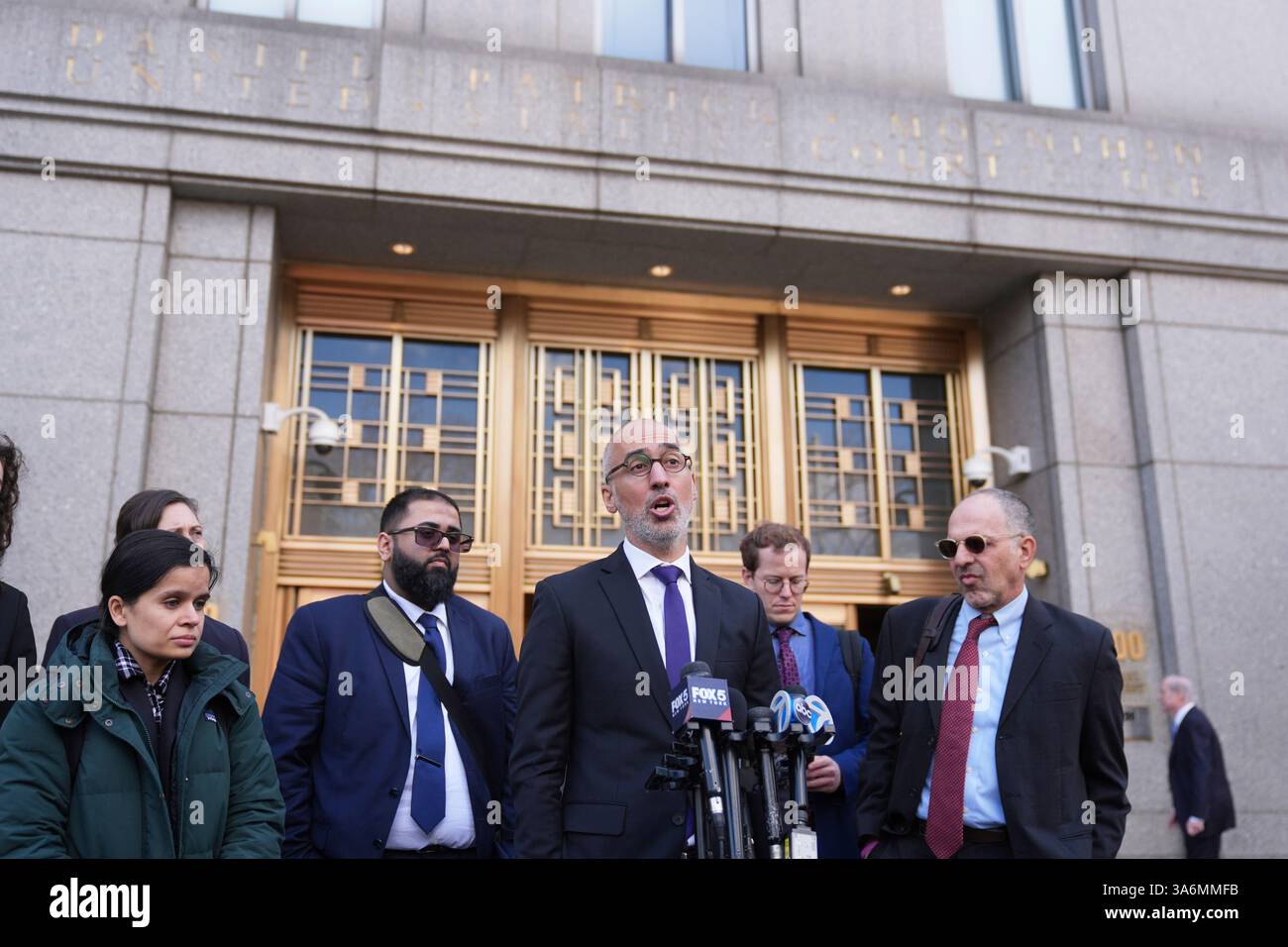 Ramzi Kassem, third from right, a lawyer representing Yunseo Chung