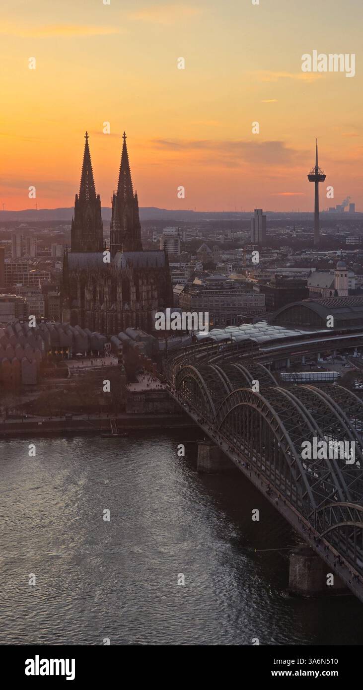 Cologne skyline at Sunset during spring time Stock Photo - Alamy