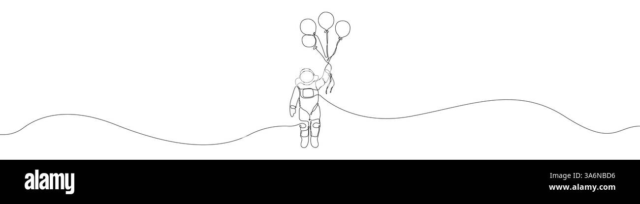 One line Cosmonaut icon vector background. Spaceman icon. Continuous ...