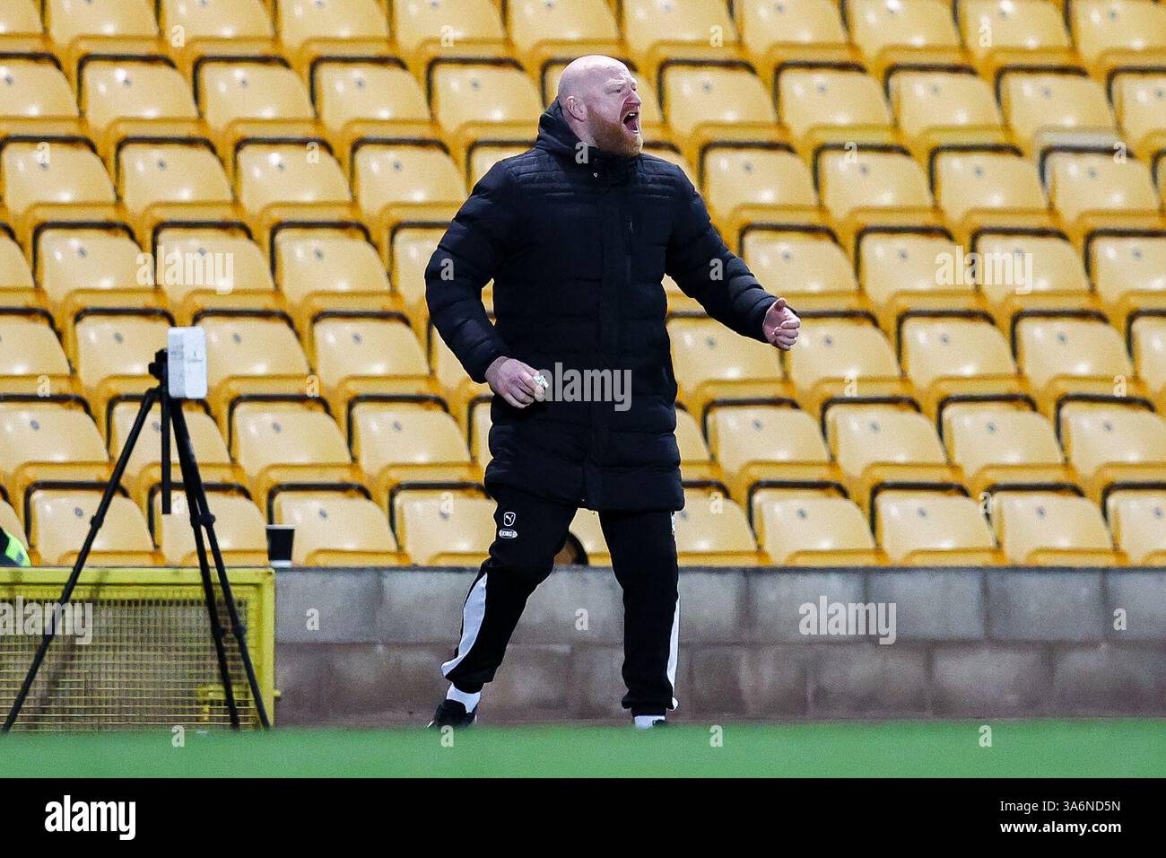 Vale Park, Burslem on Tuesday 25th March 2025.Andy Whing, manager of ...