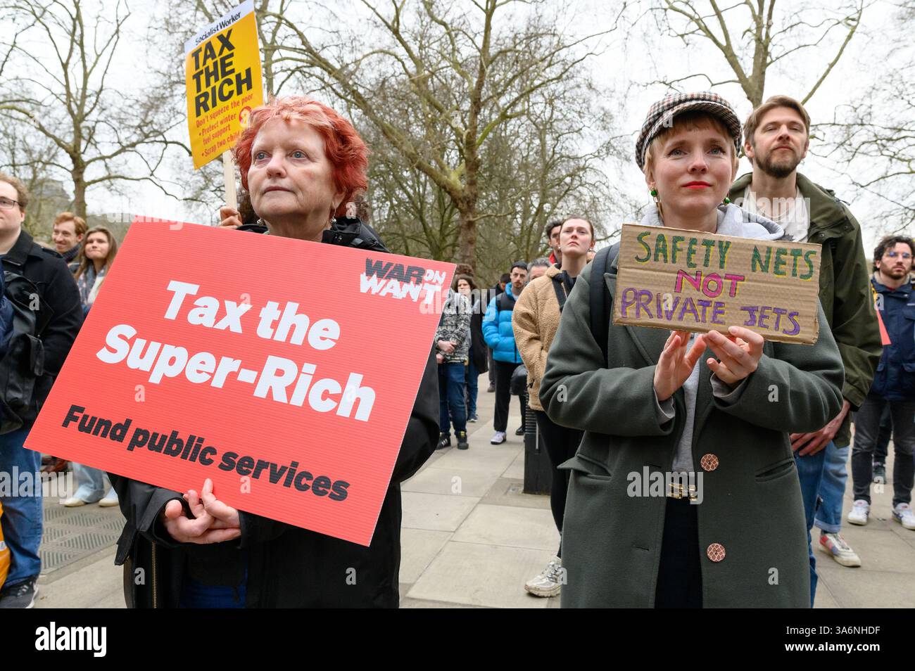 London, UK. 25 March 2025. Protesters from 20 charities and trade ...