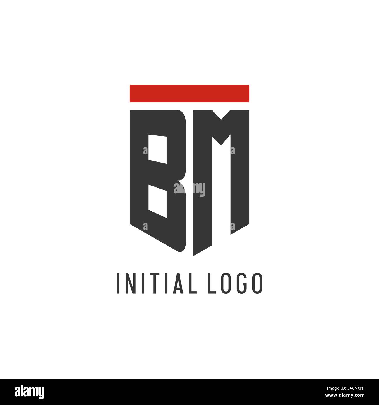 BM initial esport logo with simple shield design style vector graphic Stock Vector