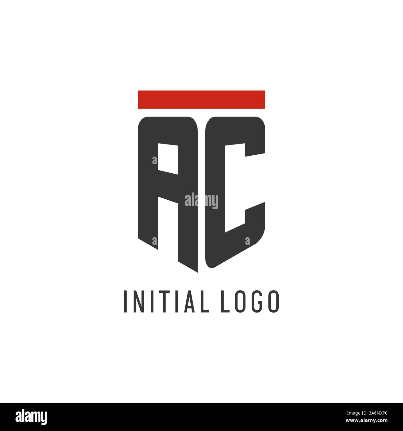 AC initial esport logo with simple shield design style vector graphic Stock Vector