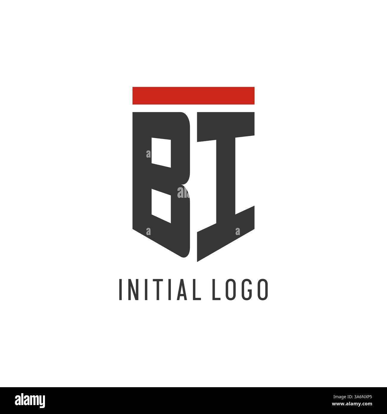 BI initial esport logo with simple shield design style vector graphic Stock Vector